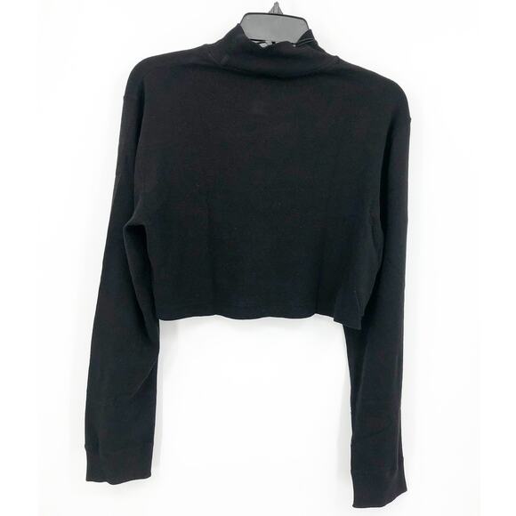 RE/DONE X HANES Womens Crop Top Large Black Mock Neck Long Sleeve Cotton NWT - Picture 7 of 12